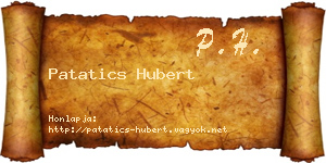 Patatics Hubert névjegykártya